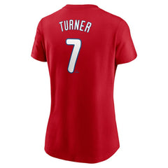 Trea Turner Philadelphia Phillies Nike Women's Cooperstown Collection Fuse Name & Number T-Shirt On Sale