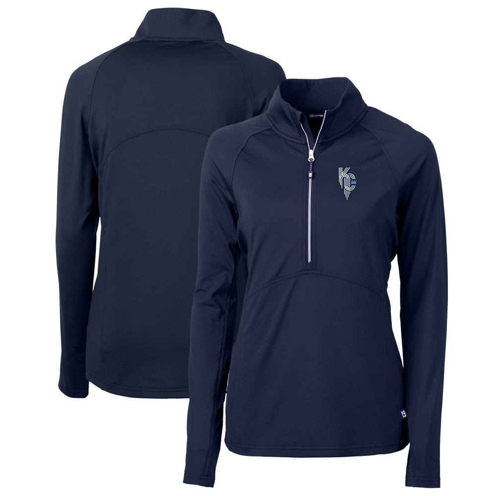 Kansas City Royals Cutter & Buck Women's City Connect Adapt Eco Knit Stretch Recycled Half-Zip Pullover Top for sale