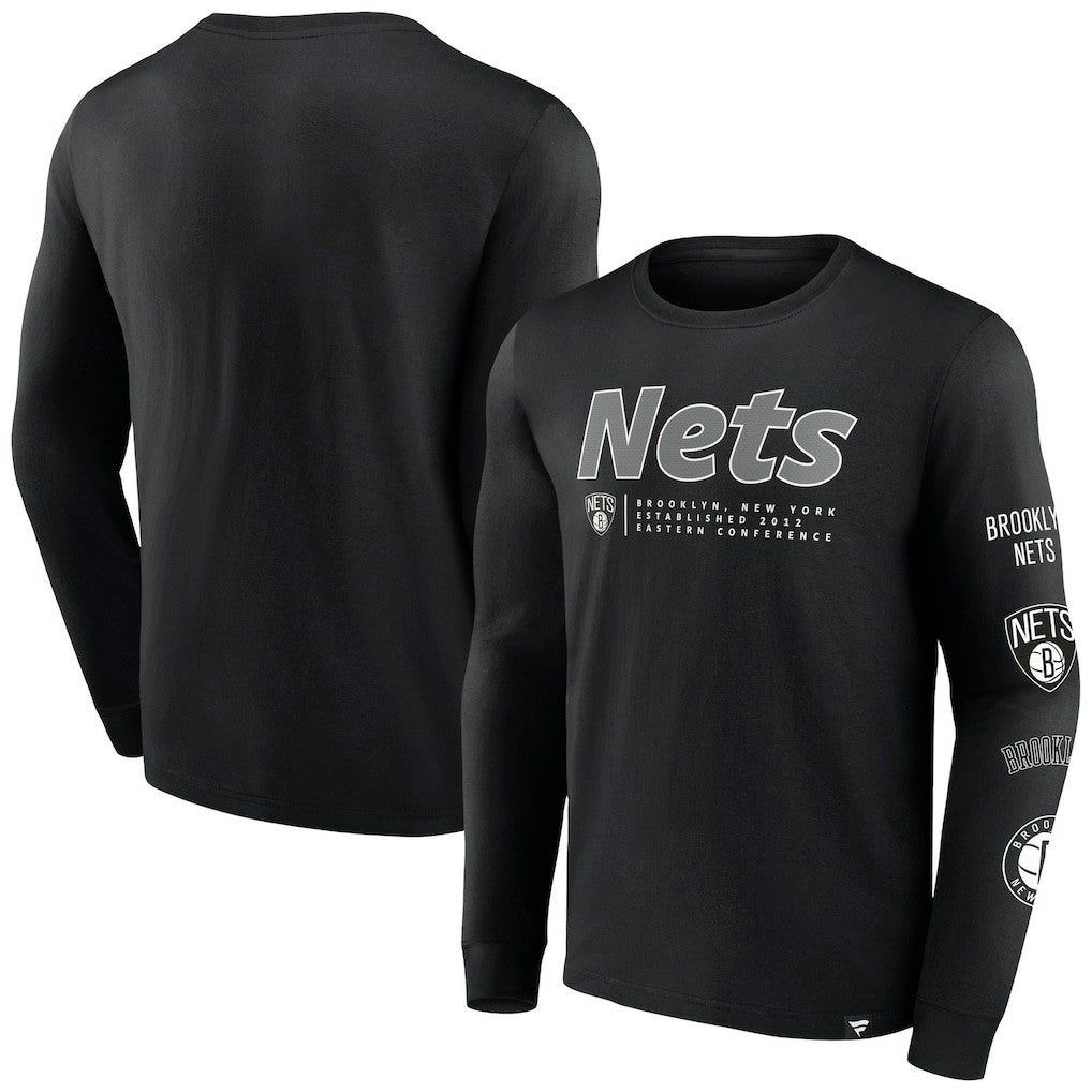 Fanatics - Brooklyn Nets Baseline Long Sleeve T-Shirt - Black