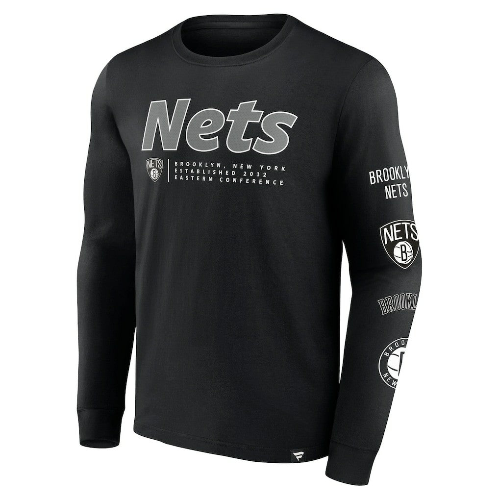 Fanatics - Brooklyn Nets Baseline Long Sleeve T-Shirt - Black