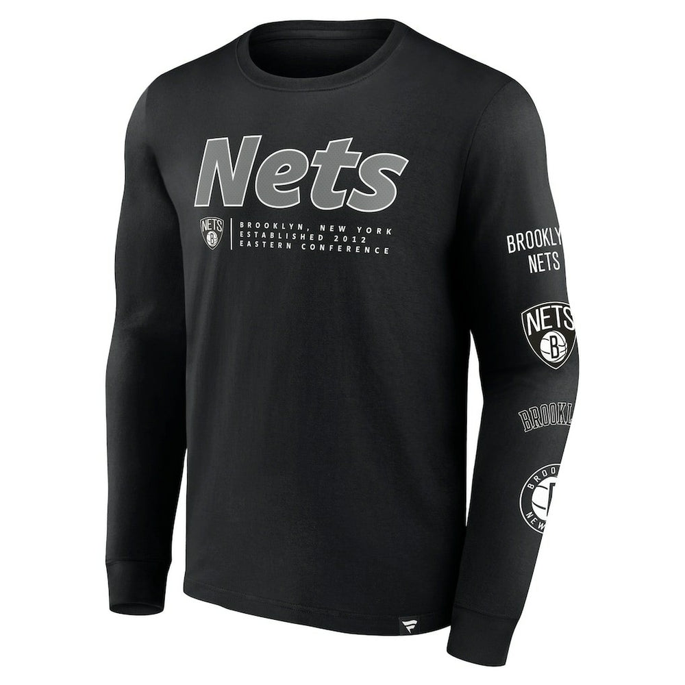 Fanatics - Brooklyn Nets Baseline Long Sleeve T-Shirt - Black