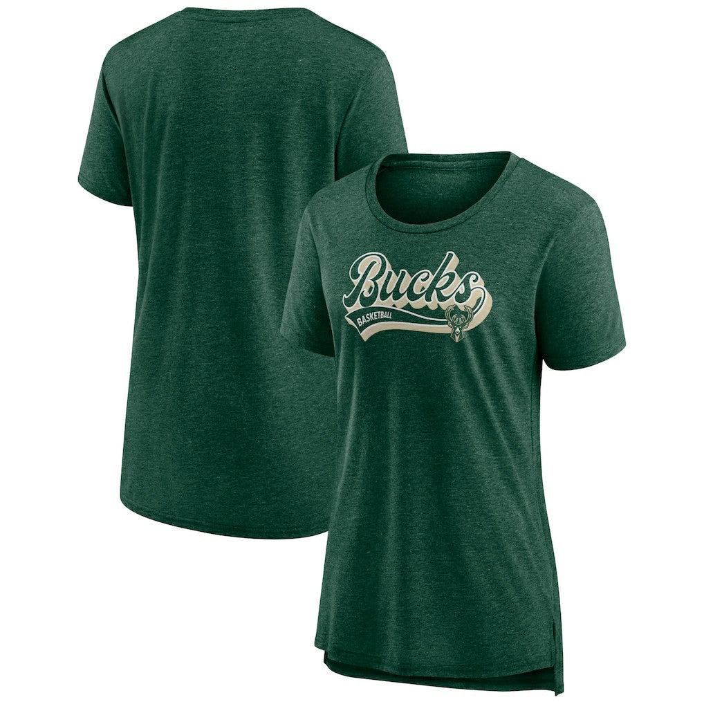 Fanatics - Milwaukee Bucks Women's League Leader Tri-Blend T-Shirt - Hunter Green