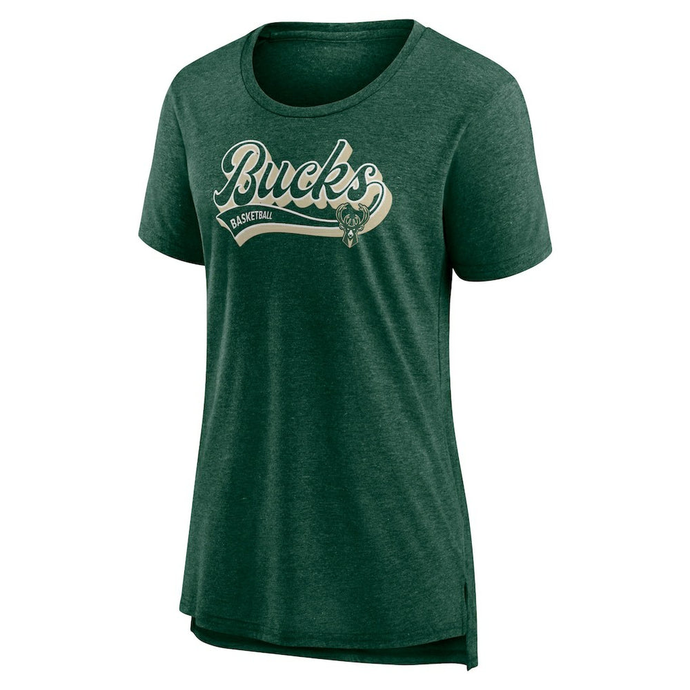 Fanatics - Milwaukee Bucks Women's League Leader Tri-Blend T-Shirt - Hunter Green
