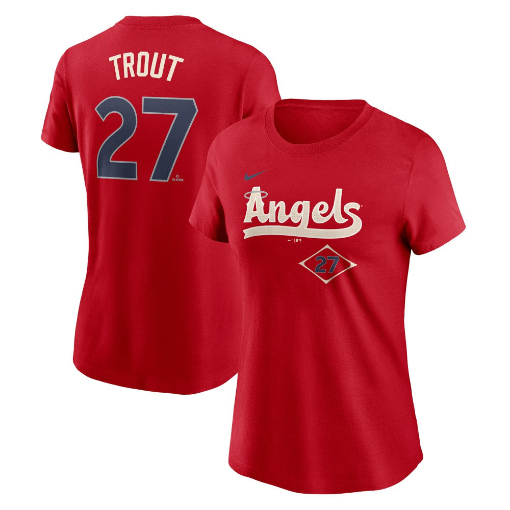 Mike Trout Los Angeles Angels Nike Women's 2024 City Connect Fuse Player Name & Number T-Shirt Clearance