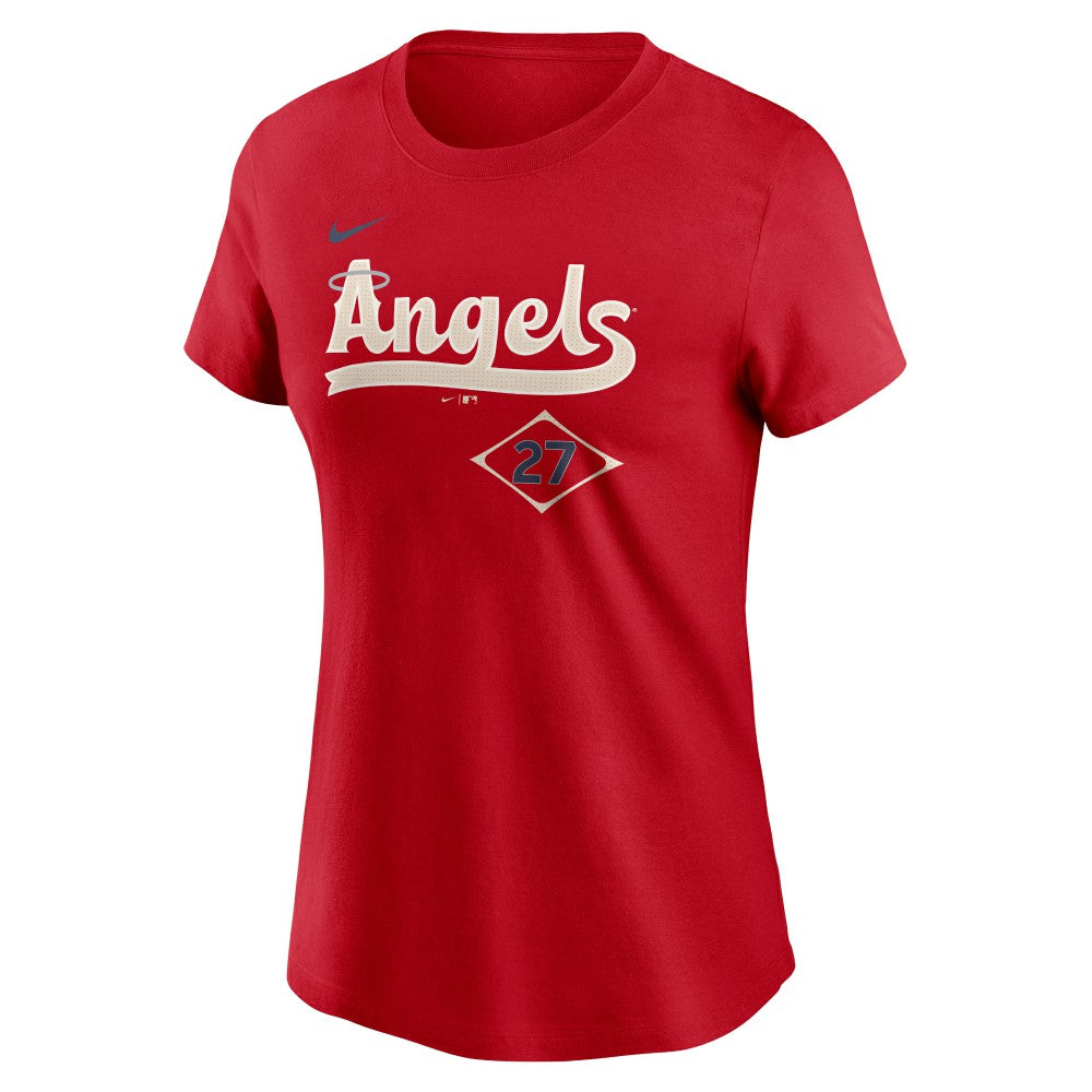 Mike Trout Los Angeles Angels Nike Women's 2024 City Connect Fuse Player Name & Number T-Shirt Clearance