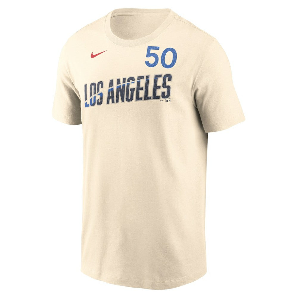Mookie Betts Los Angeles Dodgers Nike 2024 City Connect Fuse Name & Number T-Shirt On Sale
