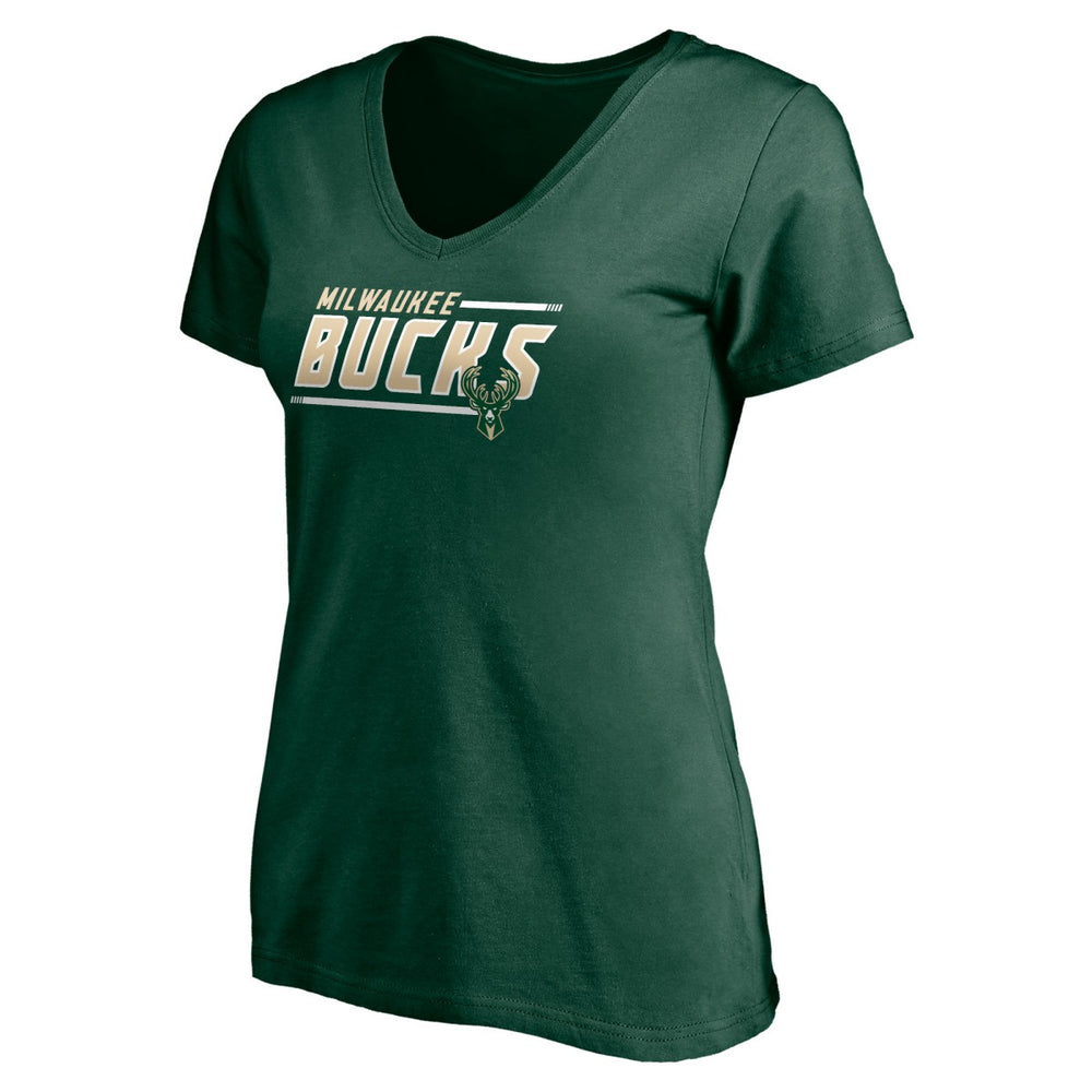 NBA - Milwaukee Bucks Women's Mascot In Bounds V-Neck T-Shirt - Hunter Green