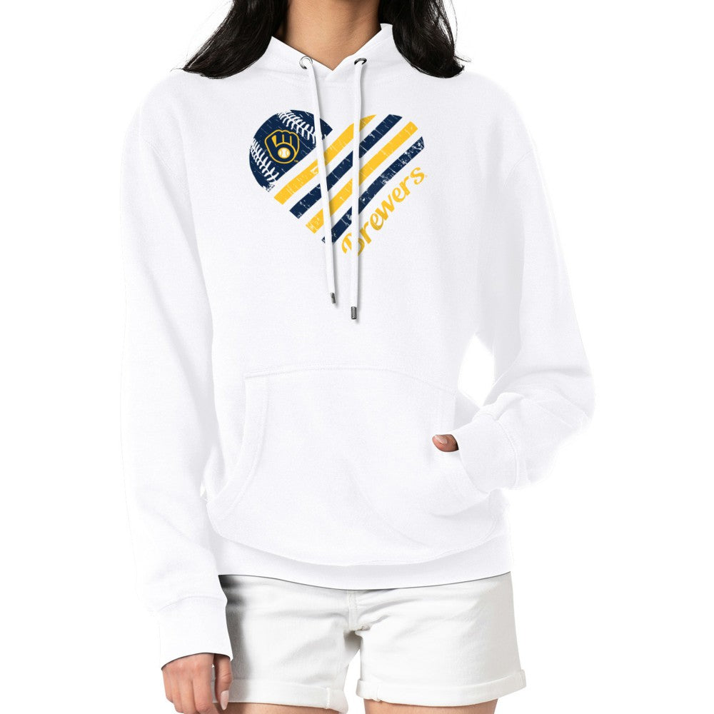 Milwaukee Brewers G-III 4Her by Carl Banks Women's Heart Fleece Pullover Hoodie Clearance
