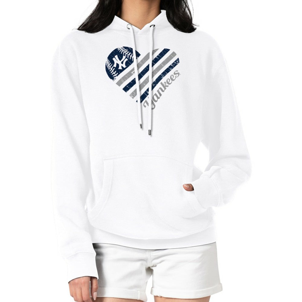 New York Yankees G-III 4Her by Carl Banks Women's Heart Fleece Pullover Hoodie Clearance