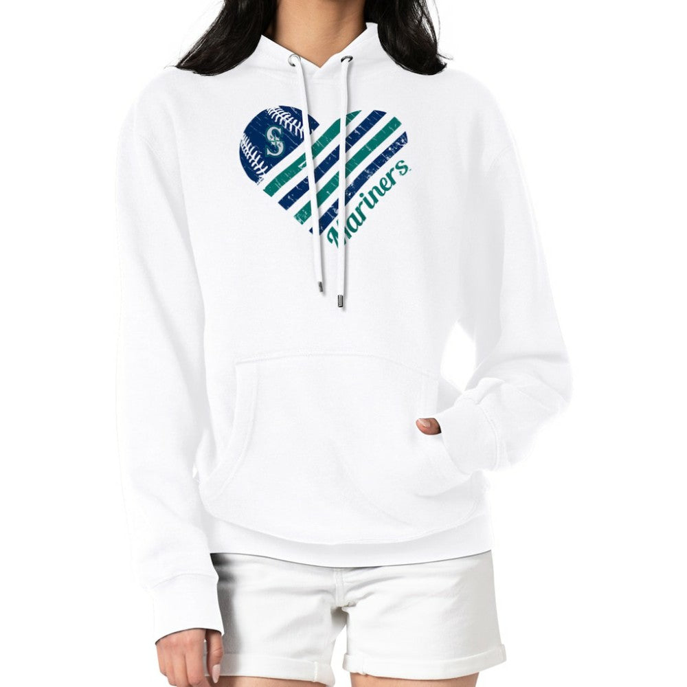 Seattle Mariners G-III 4Her by Carl Banks Women's Heart Fleece Pullover Hoodie Clearance