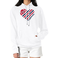 Washington Nationals G-III 4Her by Carl Banks Women's Heart Fleece Pullover Hoodie Clearance