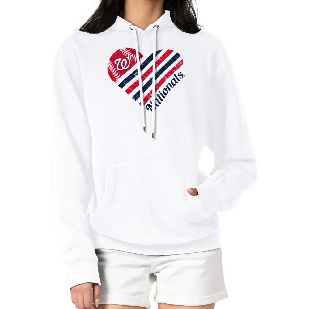 Washington Nationals G-III 4Her by Carl Banks Women's Heart Fleece Pullover Hoodie Clearance