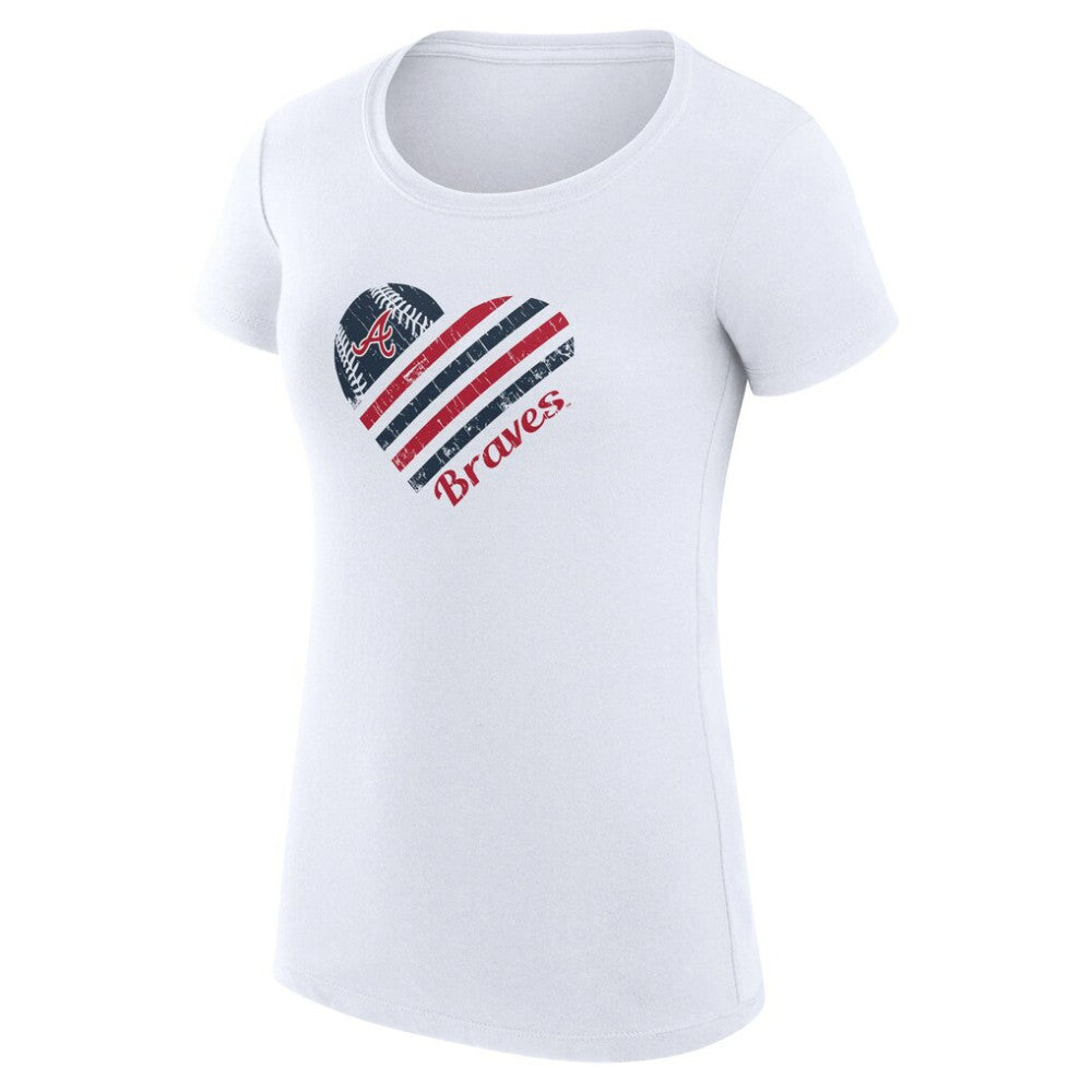 Atlanta Braves G-III 4Her by Carl Banks Women's Super-Slim Fit Lightweight Heart Graphic T-Shirt for sale