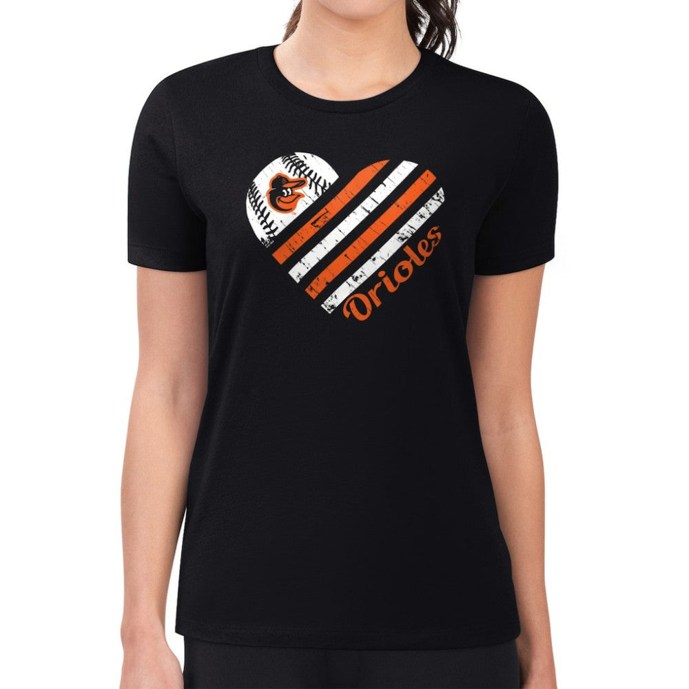 Baltimore Orioles G-III 4Her by Carl Banks Women's Super-Slim Fit Lightweight Heart Graphic T-Shirt discount