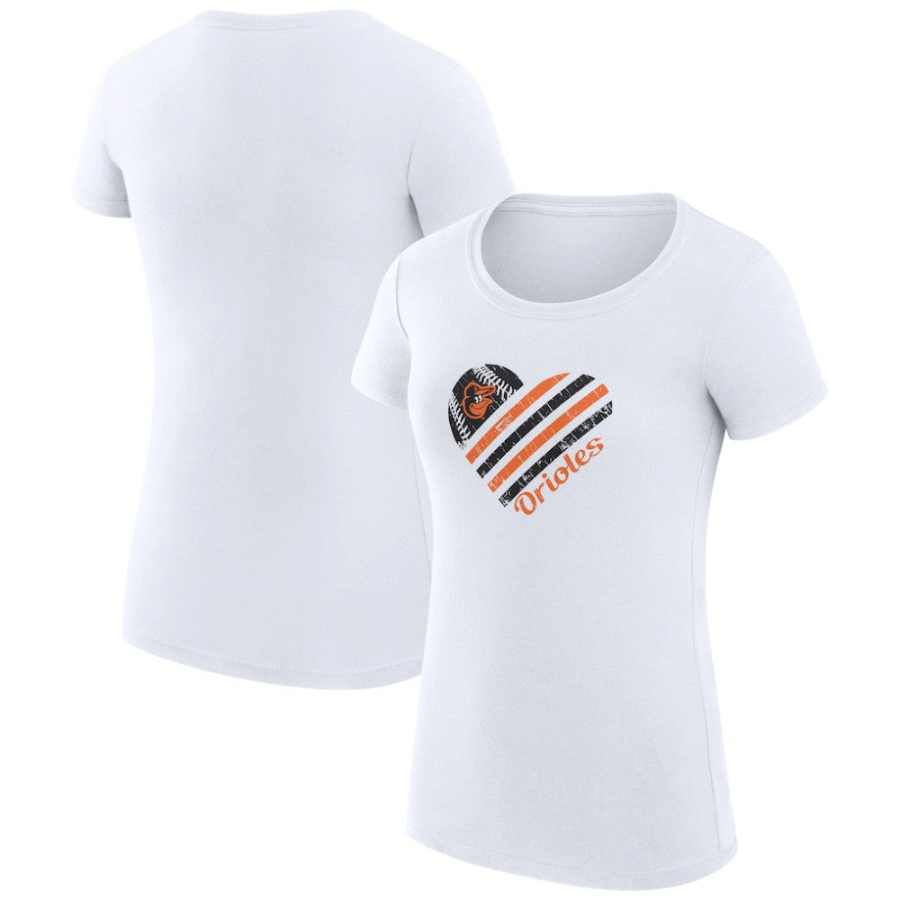 Baltimore Orioles G-III 4Her by Carl Banks Women's Super-Slim Fit Lightweight Heart Graphic T-Shirt On Sale