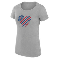 Chicago Cubs G-III 4Her by Carl Banks Women's Super-Slim Fit Lightweight Heart Graphic T-Shirt Lifestyle