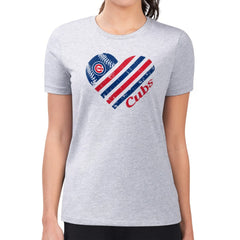 Chicago Cubs G-III 4Her by Carl Banks Women's Super-Slim Fit Lightweight Heart Graphic T-Shirt Lifestyle