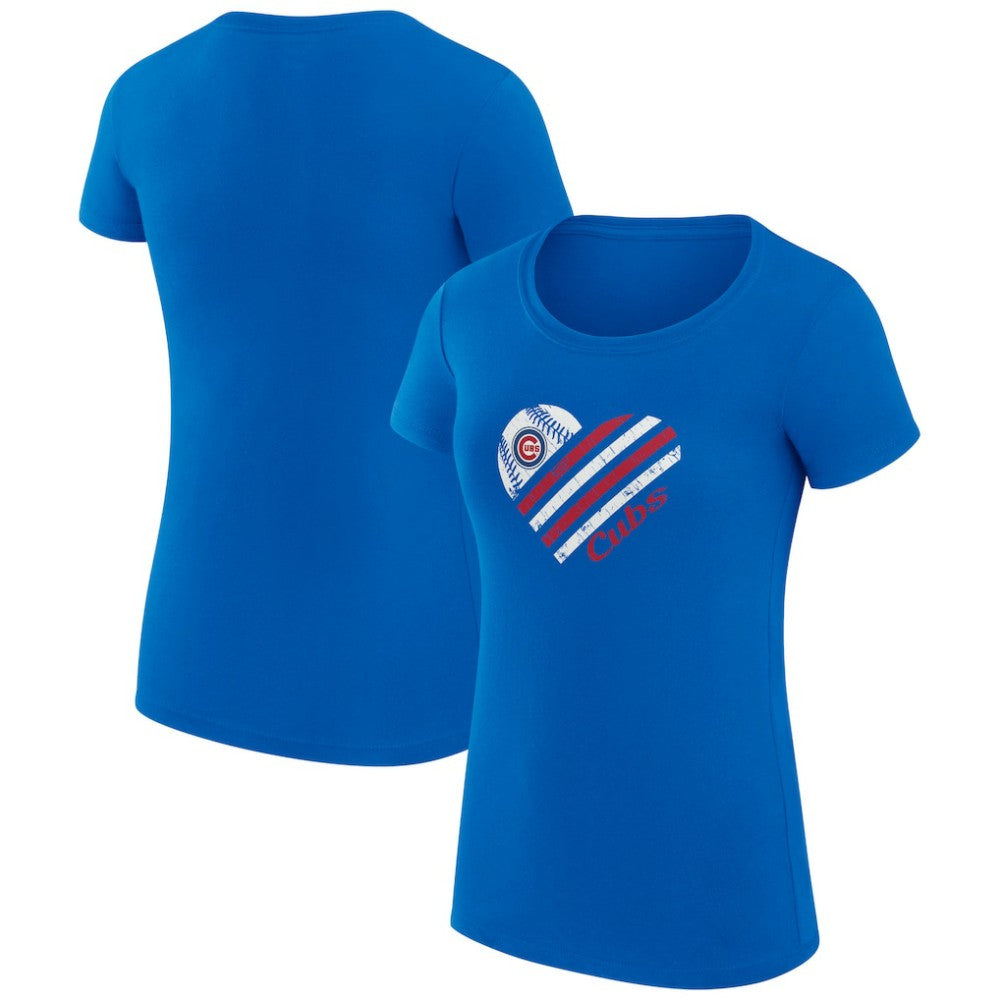 Chicago Cubs G-III 4Her by Carl Banks Women's Super-Slim Fit Lightweight Heart Graphic T-Shirt discount