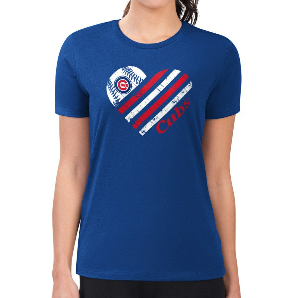 Chicago Cubs G-III 4Her by Carl Banks Women's Super-Slim Fit Lightweight Heart Graphic T-Shirt discount