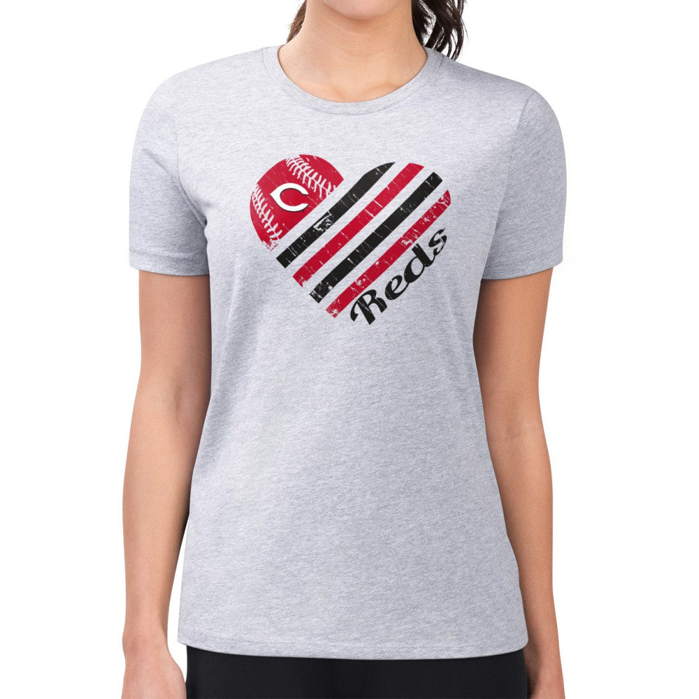 Cincinnati Reds G-III 4Her by Carl Banks Women's Super-Slim Fit Lightweight Heart Graphic T-Shirt for sale