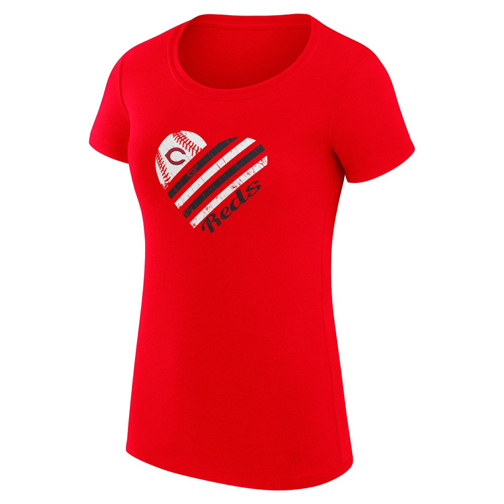 Cincinnati Reds G-III 4Her by Carl Banks Women's Super-Slim Fit Lightweight Heart Graphic T-Shirt discount