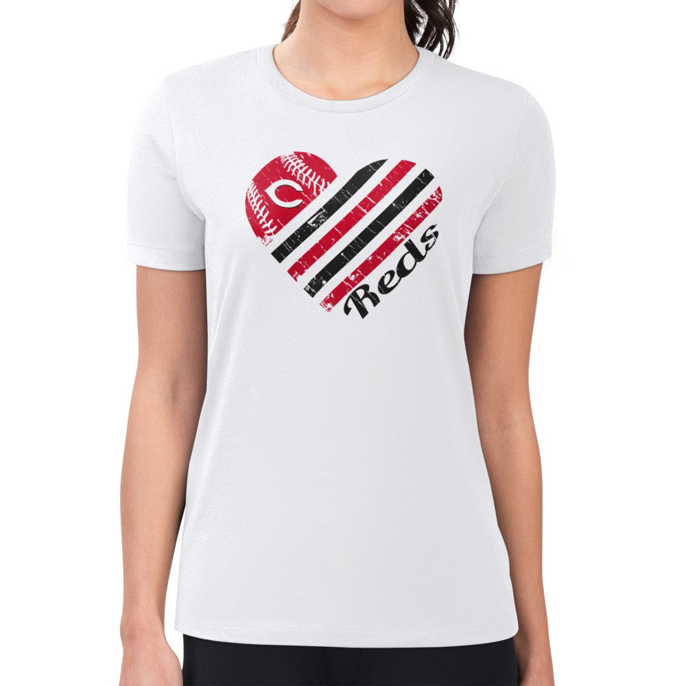 Cincinnati Reds G-III 4Her by Carl Banks Women's Super-Slim Fit Lightweight Heart Graphic T-Shirt for sale