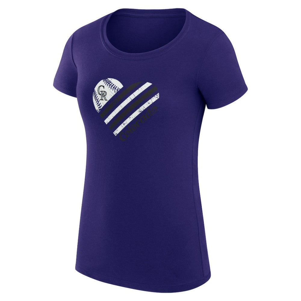 Colorado Rockies G-III 4Her by Carl Banks Women's Super-Slim Fit Lightweight Heart Graphic T-Shirt On Sale