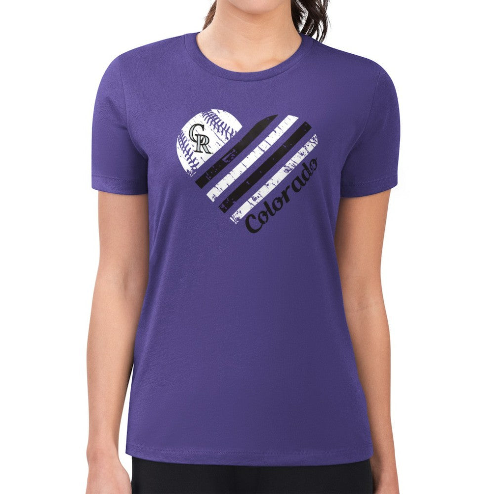 Colorado Rockies G-III 4Her by Carl Banks Women's Super-Slim Fit Lightweight Heart Graphic T-Shirt On Sale