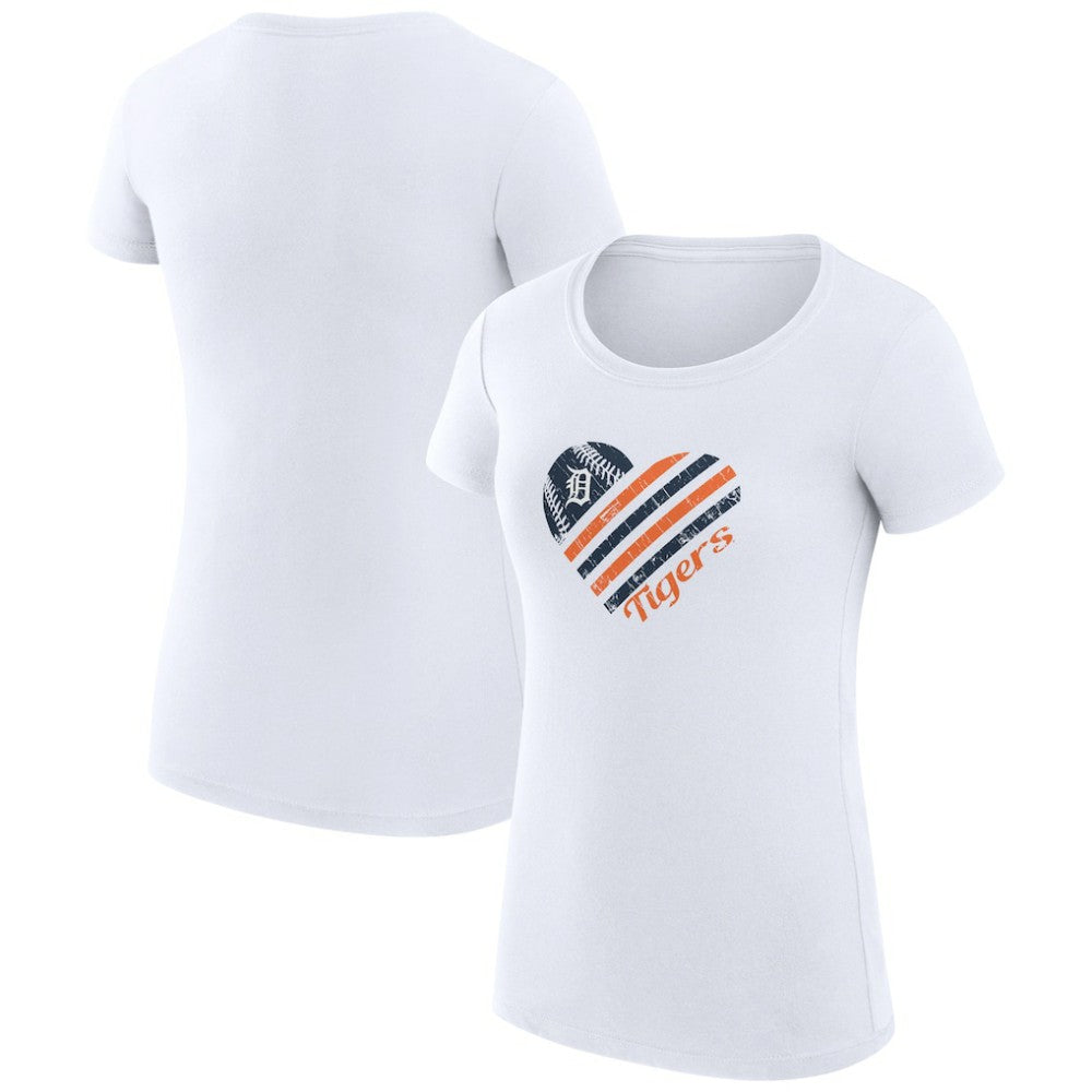 Detroit Tigers G-III 4Her by Carl Banks Women's Super-Slim Fit Lightweight Heart Graphic T-Shirt Clearance