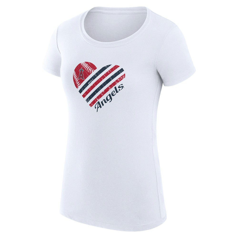 Los Angeles Angels G-III 4Her by Carl Banks Women's Super-Slim Fit Lightweight Heart Graphic T-Shirt On Sale