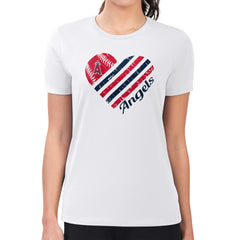 Los Angeles Angels G-III 4Her by Carl Banks Women's Super-Slim Fit Lightweight Heart Graphic T-Shirt On Sale