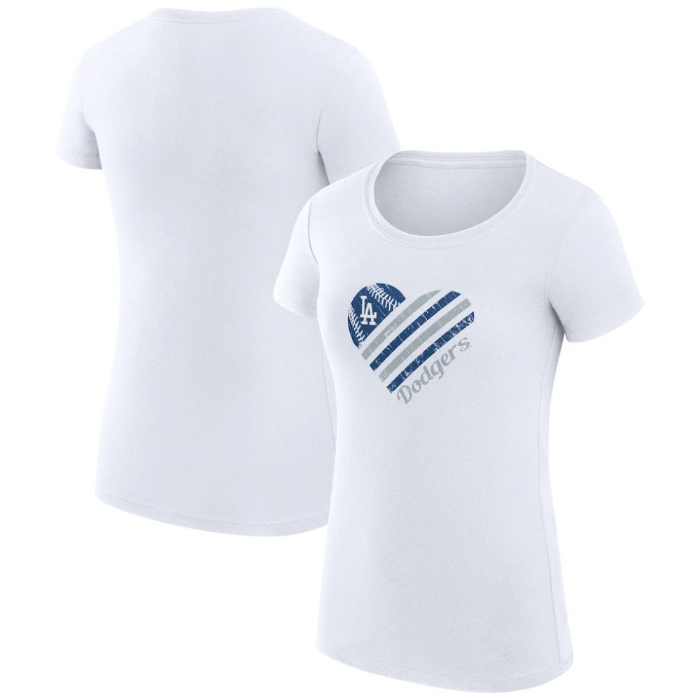 Los Angeles Dodgers G-III 4Her by Carl Banks Women's Super-Slim Fit Lightweight Heart Graphic T-Shirt On Sale