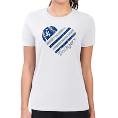 Los Angeles Dodgers G-III 4Her by Carl Banks Women's Super-Slim Fit Lightweight Heart Graphic T-Shirt On Sale