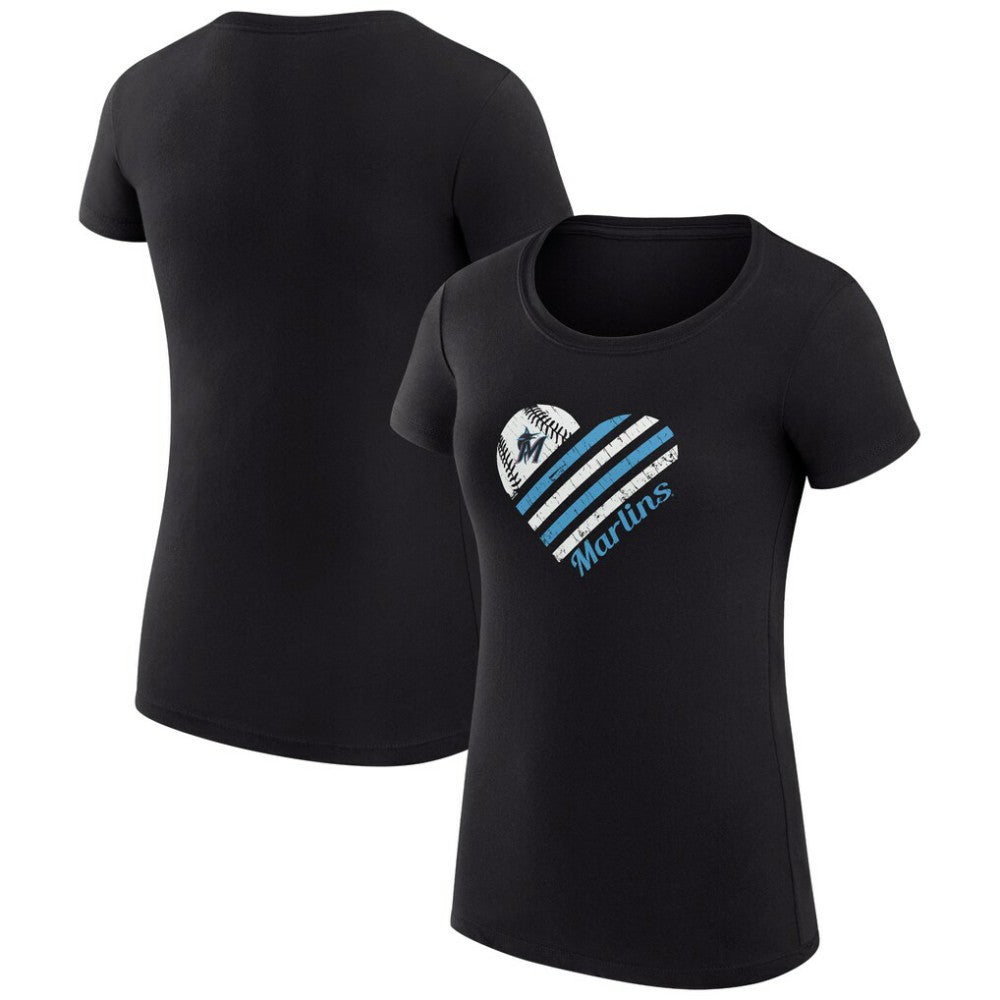 Miami Marlins G-III 4Her by Carl Banks Women's Super-Slim Fit Lightweight Heart Graphic T-Shirt Online
