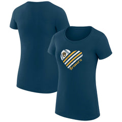 Milwaukee Brewers G-III 4Her by Carl Banks Women's Super-Slim Fit Lightweight Heart Graphic T-Shirt discount