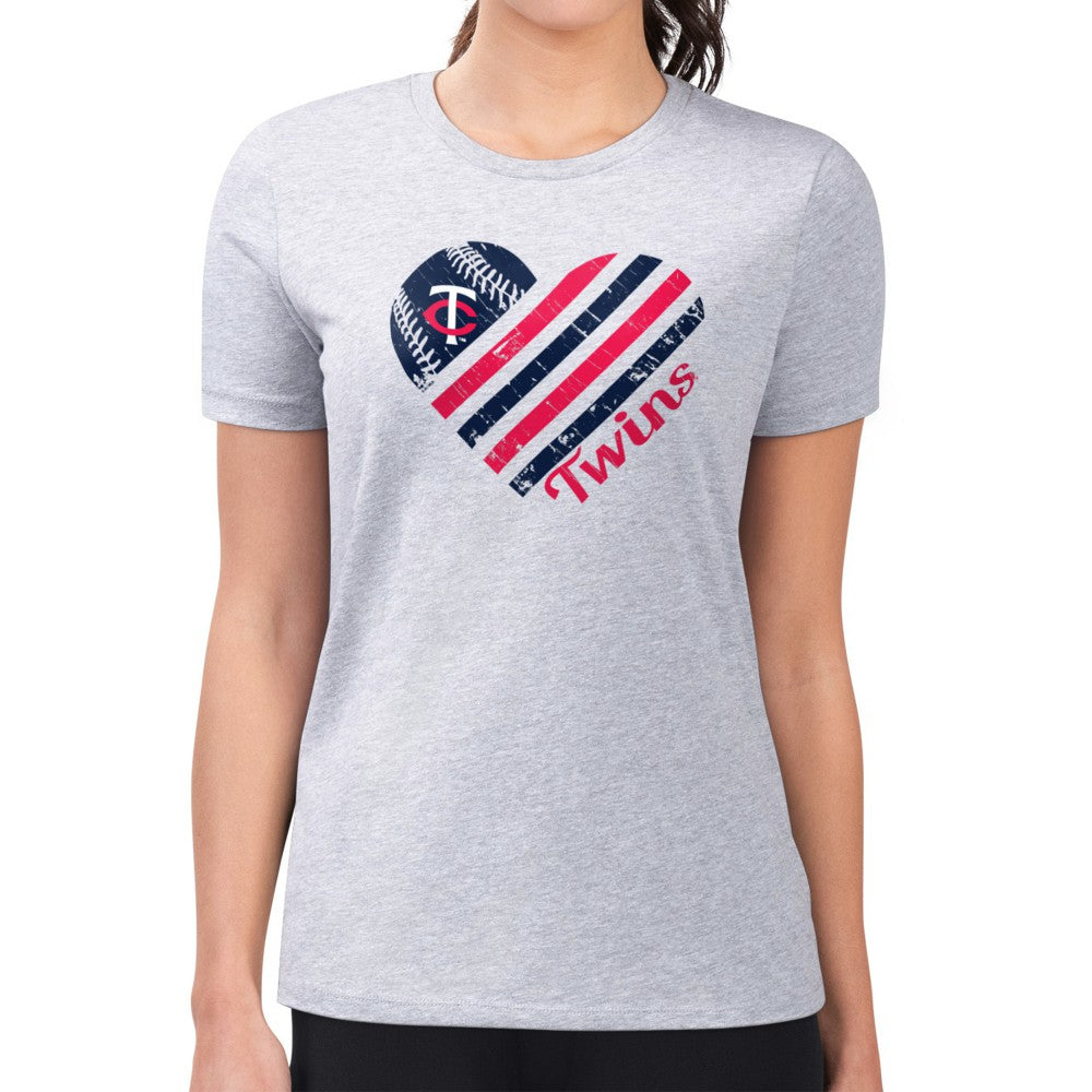 Minnesota Twins G-III 4Her by Carl Banks Women's Super-Slim Fit Lightweight Heart Graphic T-Shirt discount