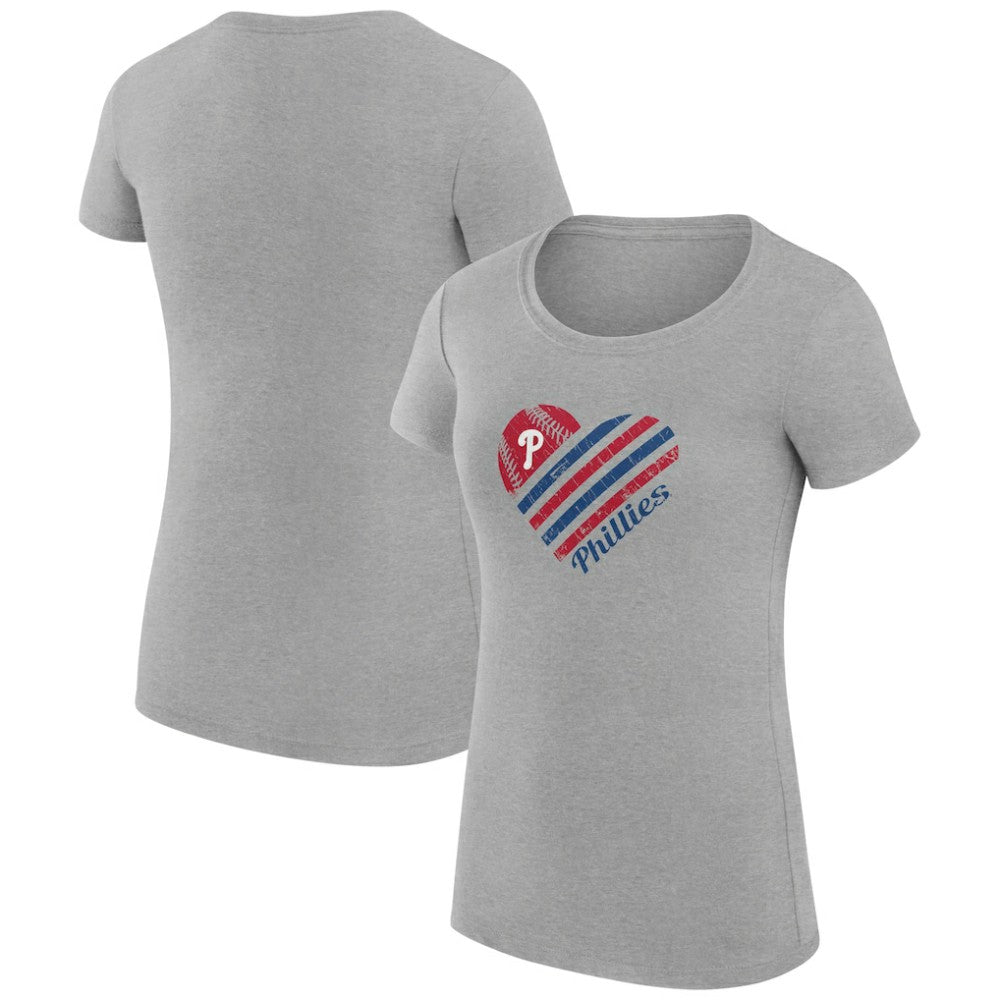 Philadelphia Phillies G-III 4Her by Carl Banks Women's Super-Slim Fit Lightweight Heart Graphic T-Shirt On Sale