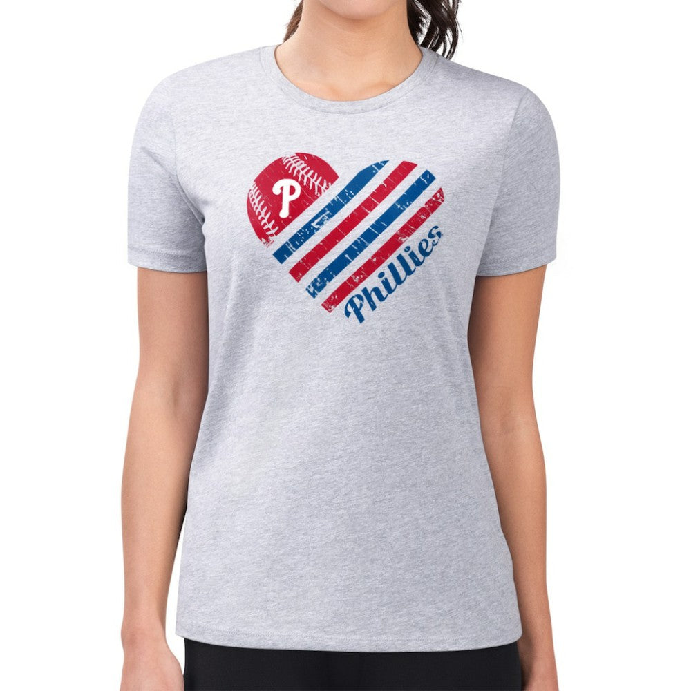 Philadelphia Phillies G-III 4Her by Carl Banks Women's Super-Slim Fit Lightweight Heart Graphic T-Shirt On Sale