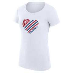 Philadelphia Phillies G-III 4Her by Carl Banks Women's Super-Slim Fit Lightweight Heart Graphic T-Shirt Clearance