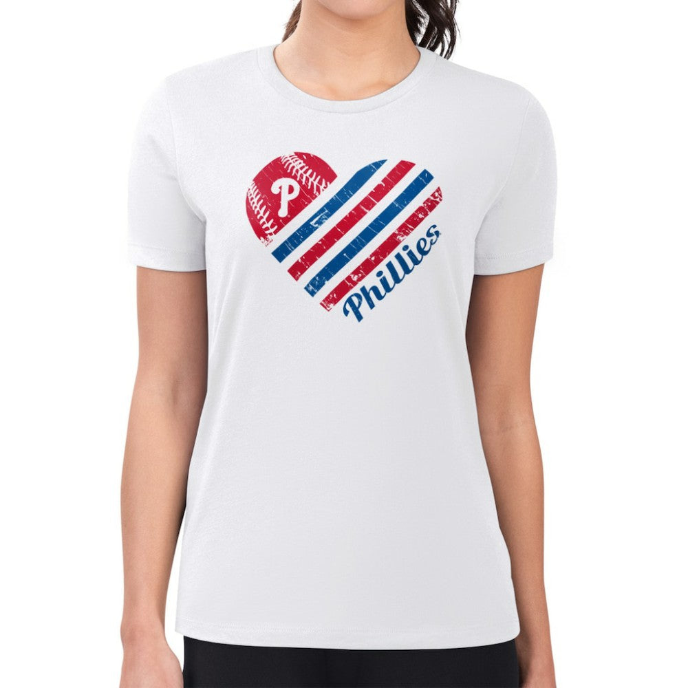 Philadelphia Phillies G-III 4Her by Carl Banks Women's Super-Slim Fit Lightweight Heart Graphic T-Shirt Clearance