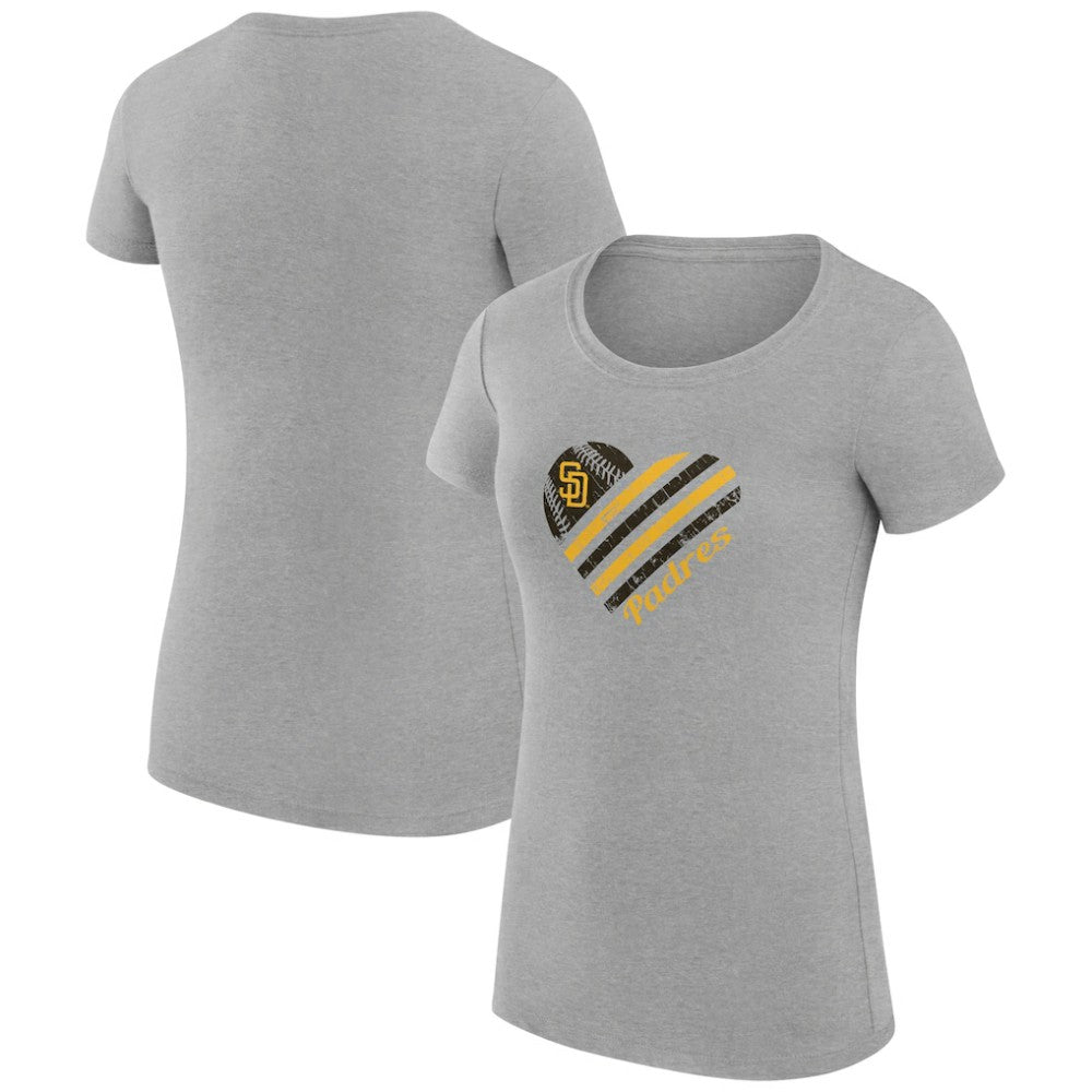 San Diego Padres G-III 4Her by Carl Banks Women's Super-Slim Fit Lightweight Heart Graphic T-Shirt Clearance