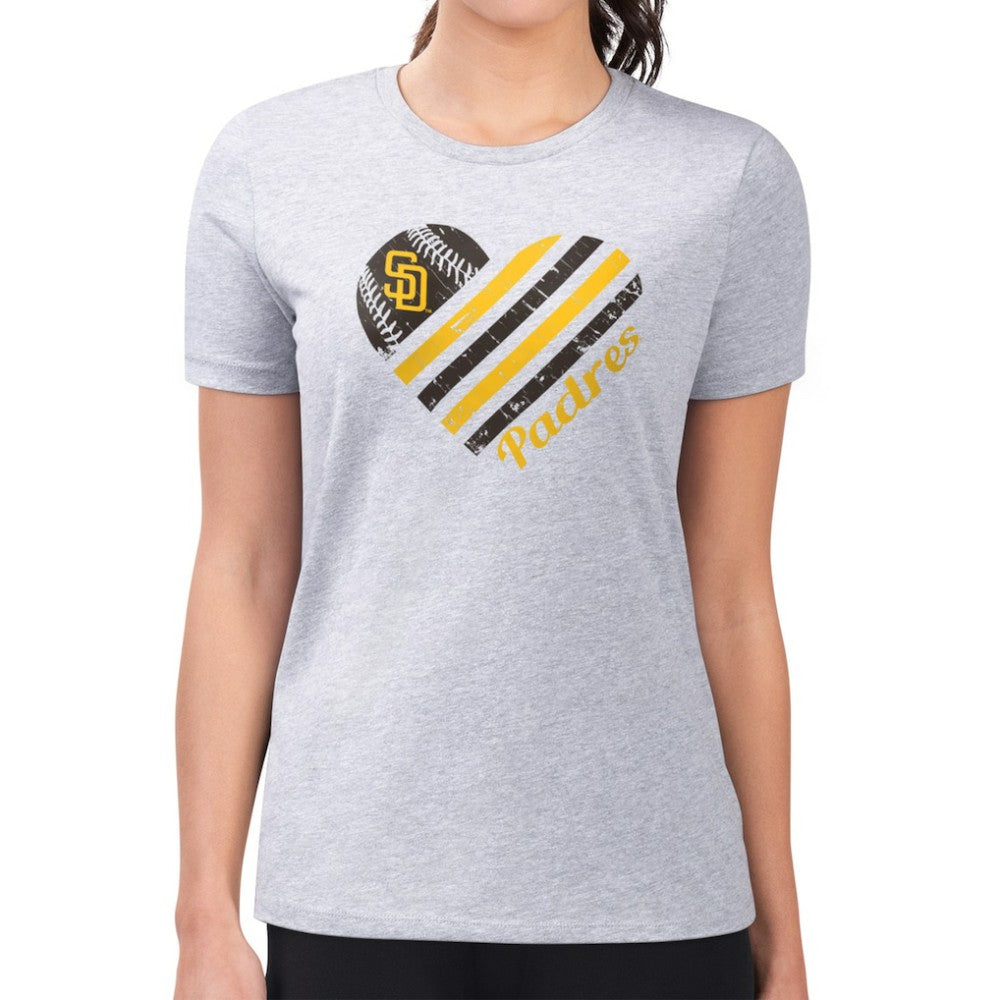 San Diego Padres G-III 4Her by Carl Banks Women's Super-Slim Fit Lightweight Heart Graphic T-Shirt Clearance