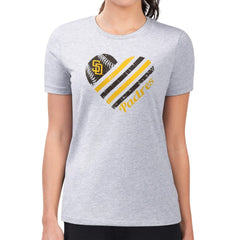 San Diego Padres G-III 4Her by Carl Banks Women's Super-Slim Fit Lightweight Heart Graphic T-Shirt Clearance