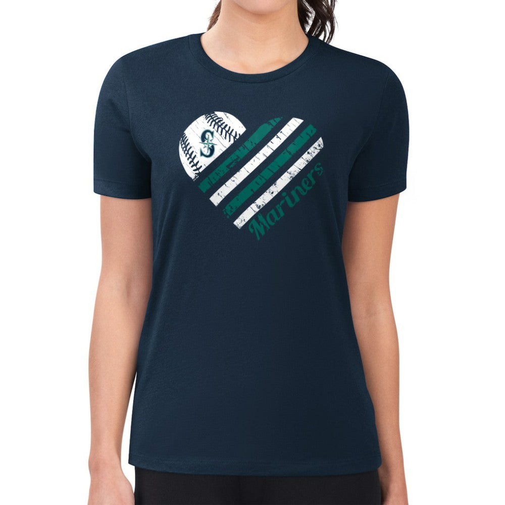 Seattle Mariners G-III 4Her by Carl Banks Women's Super-Slim Fit Lightweight Heart Graphic T-Shirt Lifestyle