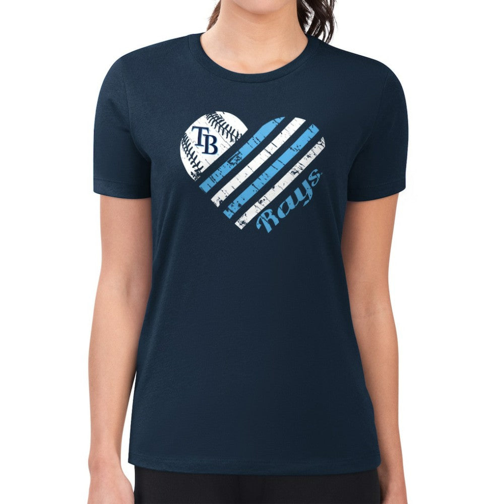 Tampa Bay Rays G-III 4Her by Carl Banks Women's Super-Slim Fit Lightweight Heart Graphic T-Shirt Near Me