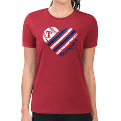 Texas Rangers G-III 4Her by Carl Banks Women's Super-Slim Fit Lightweight Heart Graphic T-Shirt for sale