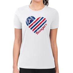 Texas Rangers G-III 4Her by Carl Banks Women's Super-Slim Fit Lightweight Heart Graphic T-Shirt Lifestyle