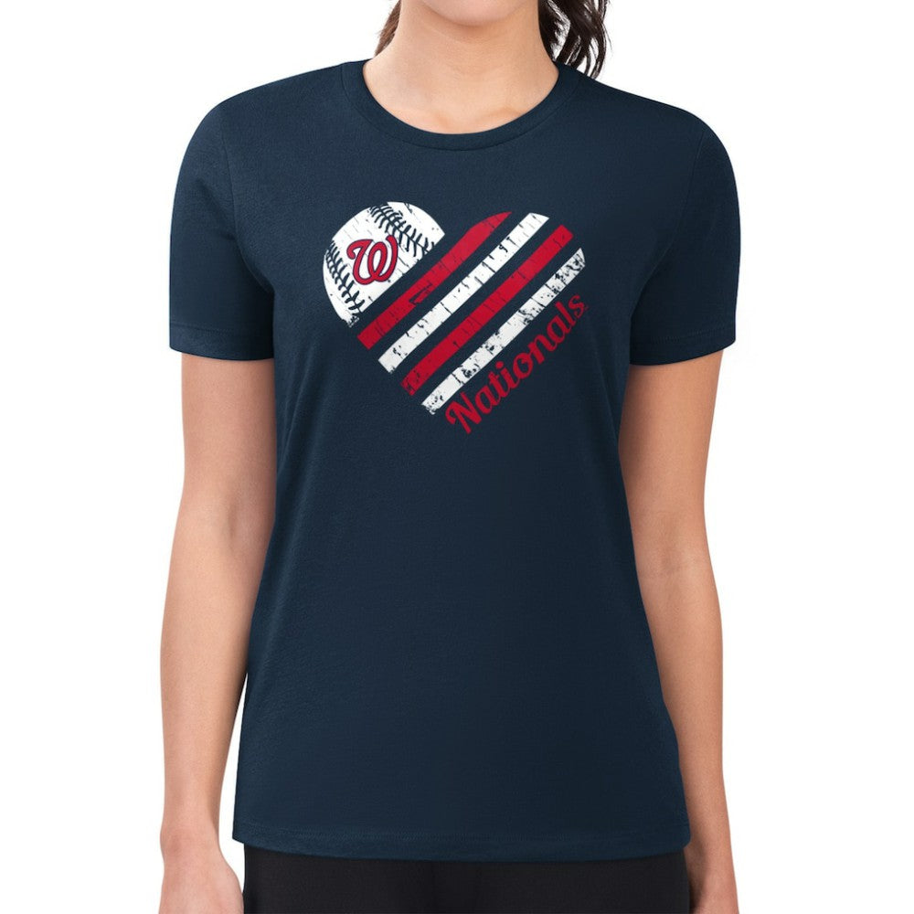 Washington Nationals G-III 4Her by Carl Banks Women's Super-Slim Fit Lightweight Heart Graphic T-Shirt Lifestyle