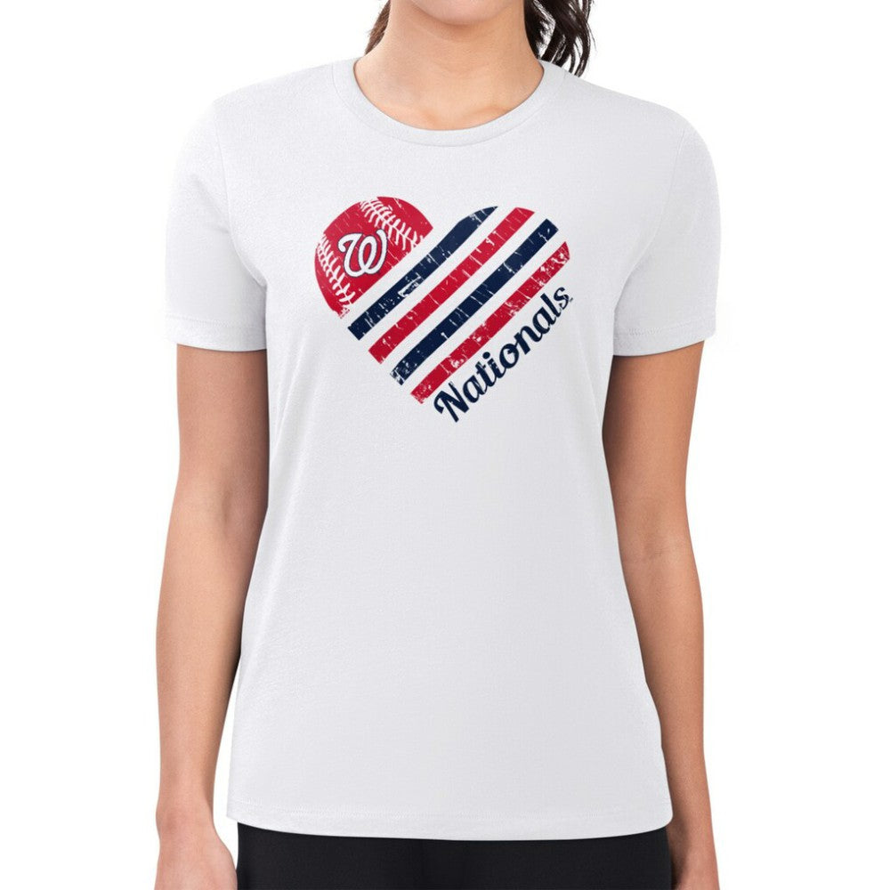 Washington Nationals G-III 4Her by Carl Banks Women's Super-Slim Fit Lightweight Heart Graphic T-Shirt for sale