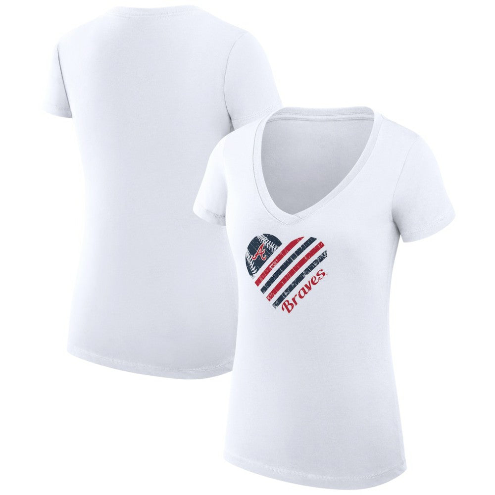 Atlanta Braves G-III 4Her by Carl Banks Women's Super-Slim Fit Lightweight Heart V-Neck T-Shirt Lifestyle